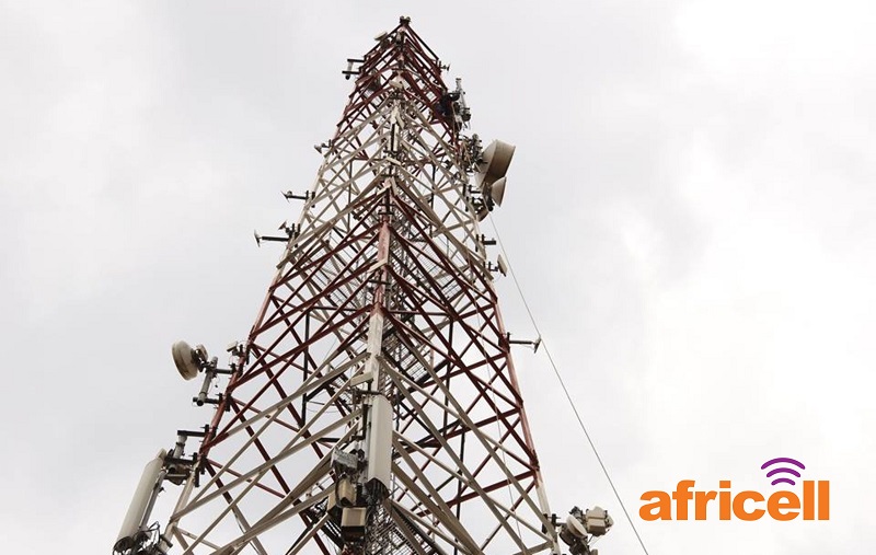 A mast of Africell located at the company headquarters on Clement Hill Road in Kampala