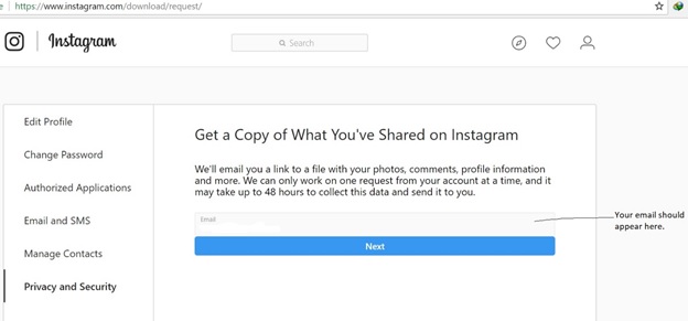 Illustration on downloading Instagram files